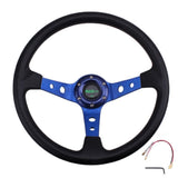 Racing Deep Dish Steering Wheel Universal 14inches 350mm - Blue - Steering Wheels 10
