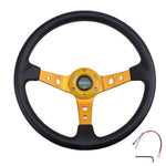 Racing Deep Dish Steering Wheel Universal 14inches 350mm - Gold - Steering Wheels 13