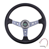 Racing Deep Dish Steering Wheel Universal 14inches 350mm - Grey - Steering Wheels 12