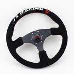 J Racing Steering Wheel Suede Flat 14 Red Stitch - Steering Wheels 2