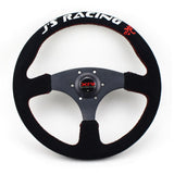 J Racing Steering Wheel Suede Flat 14 Red Stitch - Steering Wheels 1