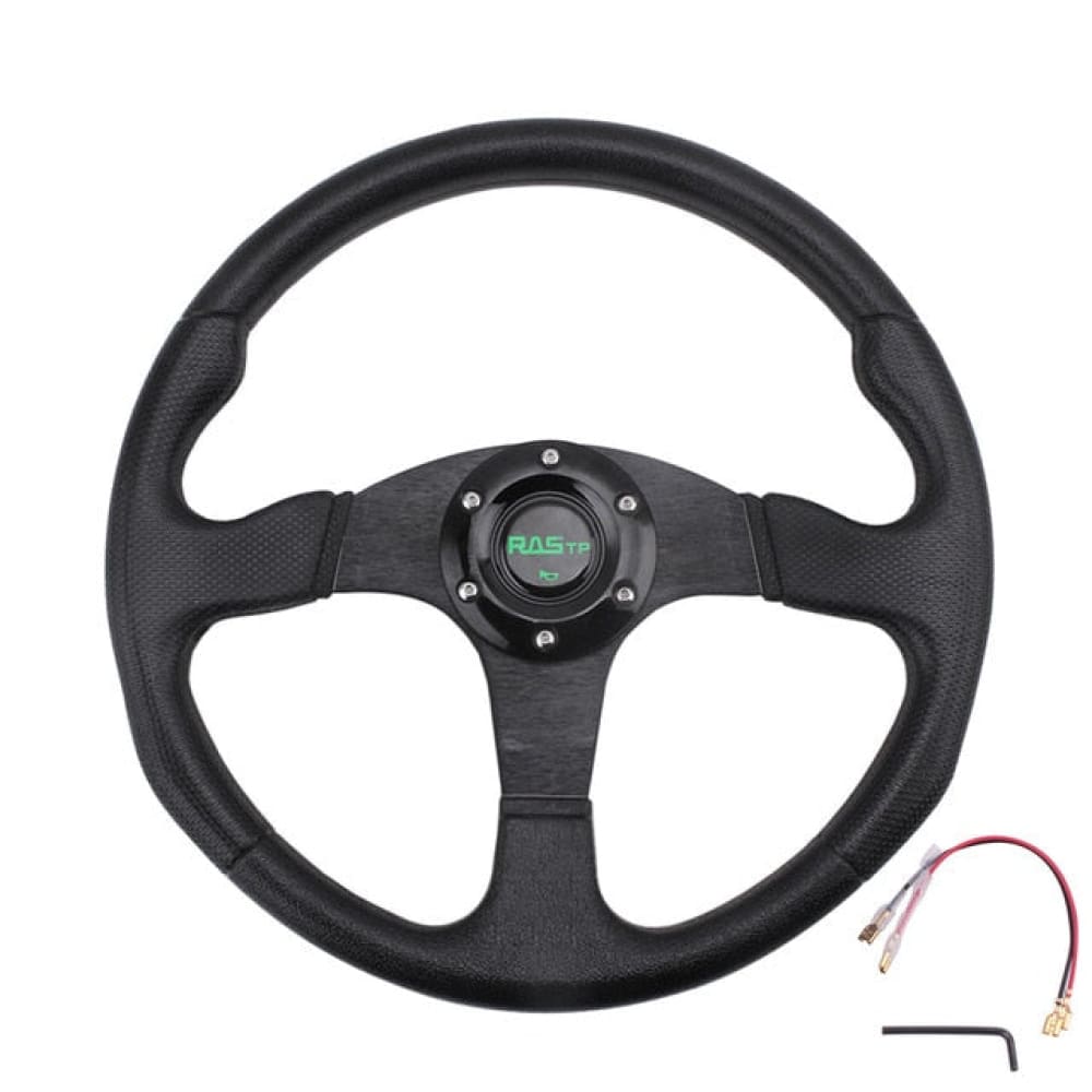 Black 350mm/14in Racing Car Sport Steering Wheel Deep Dish 6 Bolts Modified Acce