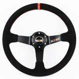 Ralliart Steering Wheel Suede Deep Dish 14 - Black Spoke - Steering Wheels 1