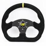 OMP Real Carbon Fiber Flat Suede Rally Sport Steering Wheel - Top JDM Store