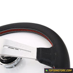 Silver 14inch Italy ND Lightweight Aluminum Steering Wheel Drift Sport Real Leather - Steering Wheels 4