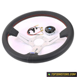 Silver 14inch Italy ND Lightweight Aluminum Steering Wheel Drift Sport Real Leather - Steering Wheels 2