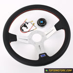 Silver 14inch Italy ND Lightweight Aluminum Steering Wheel Drift Sport Real Leather - Steering Wheels 1