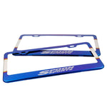 Spoon Sports Blue Burned License Plate Frame - Frames