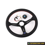 ND Red Stitch Leather Steering Wheel 14inch - Steering Wheel - Steering Wheels 1