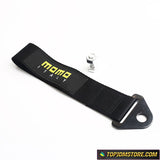 black tow strap,tow strap black,momo tow strap,jdm tow strap,front tow strap,racing tow strap,race car tow strap,tow eye strap,jdm tow hook strap,rear tow strap,motorsport tow strap,nylon tow strap,nylon tow rope