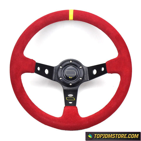 Red Suede Corsica Steering Wheel 14inch - Steering Wheels 1