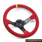 Red Suede Corsica Steering Wheel 14inch - Steering Wheels 2