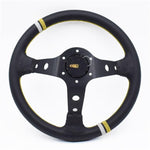 Vertex Black Leather Deep Dish Modified Steering Wheel 13inch/330mm - Top JDM Store