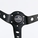 Vertex Fatlace White Embroidery Aftermarket Leather Steering Wheel Blue Stitch - Top JDM Store