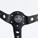 Vertex Fatlace White Embroidery Aftermarket Leather Steering Wheel Blue Stitch - Top JDM Store